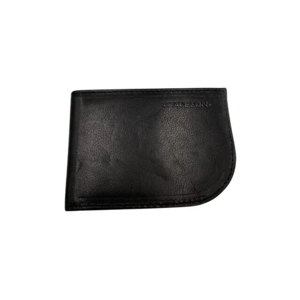 NWOT Travelon Mens Black Leather SLIM Bifold Wallet